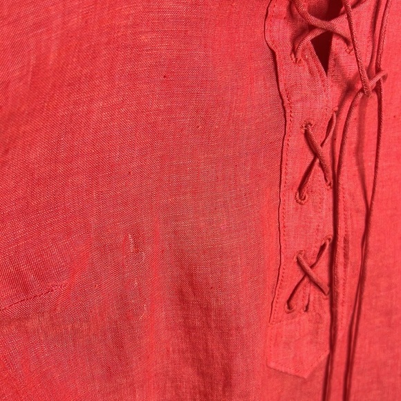 Maeve Anthropologie 100% Linen Lace-Up Blouse Top Size 12 - Picture 4 of 13